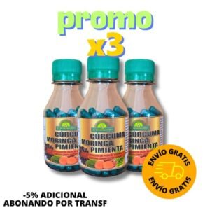 promo x 3 capsulas moringa curcuma pimienta el moringuero